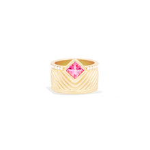 Load image into Gallery viewer, Spark Chevron Cigar Band Ring - Pink Sapphire
