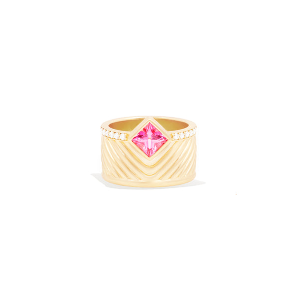 Spark Chevron Cigar Band Ring - Pink Sapphire