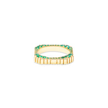Load image into Gallery viewer, Spark Side Stone Etched Stacking Band Ring - Emerald
