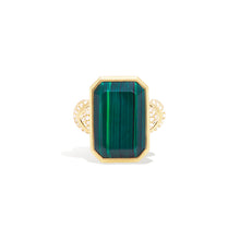 Load image into Gallery viewer, Spark Chevron Emerald Cut Cocktail Ring - Malachite &amp; Diamond
