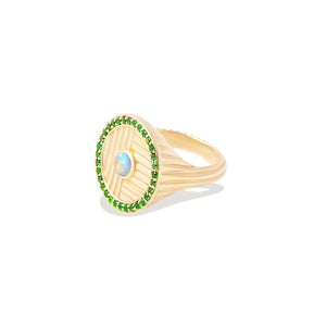 Found Ribbed Cocktail Ring - Opal & Tsavorite