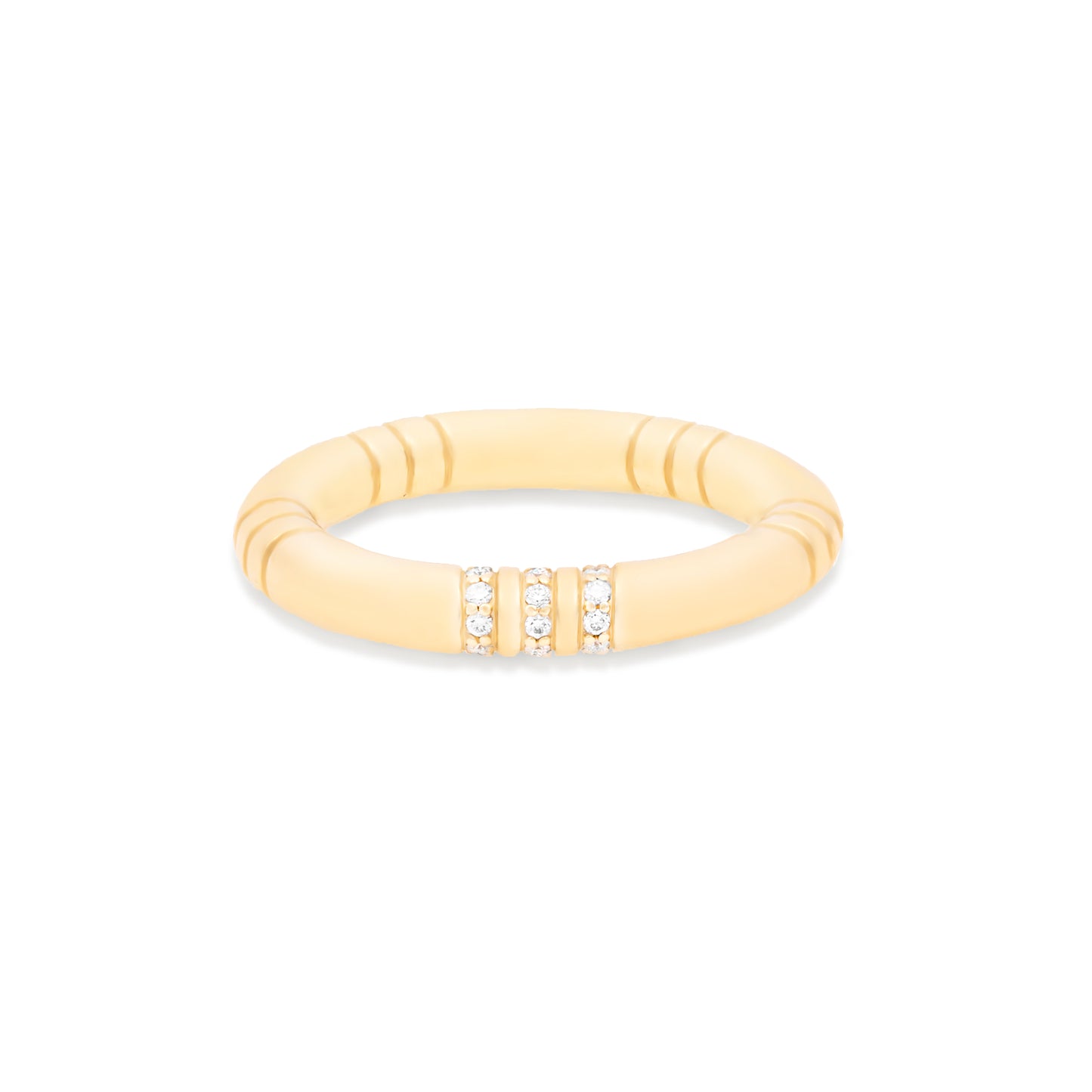 Crew Stacking Ring - Etched & Diamond
