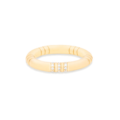 Crew Stacking Ring - Etched & Diamond