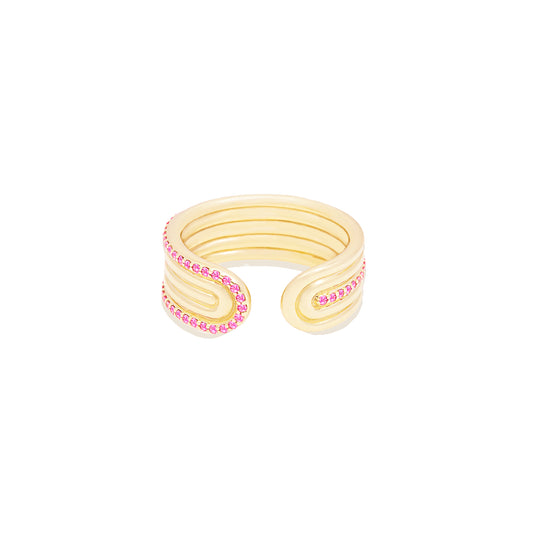 Found Ribbed Open Ring - Pink Sapphire