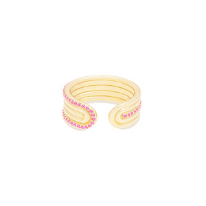 Found Ribbed Open Ring - Pink Sapphire
