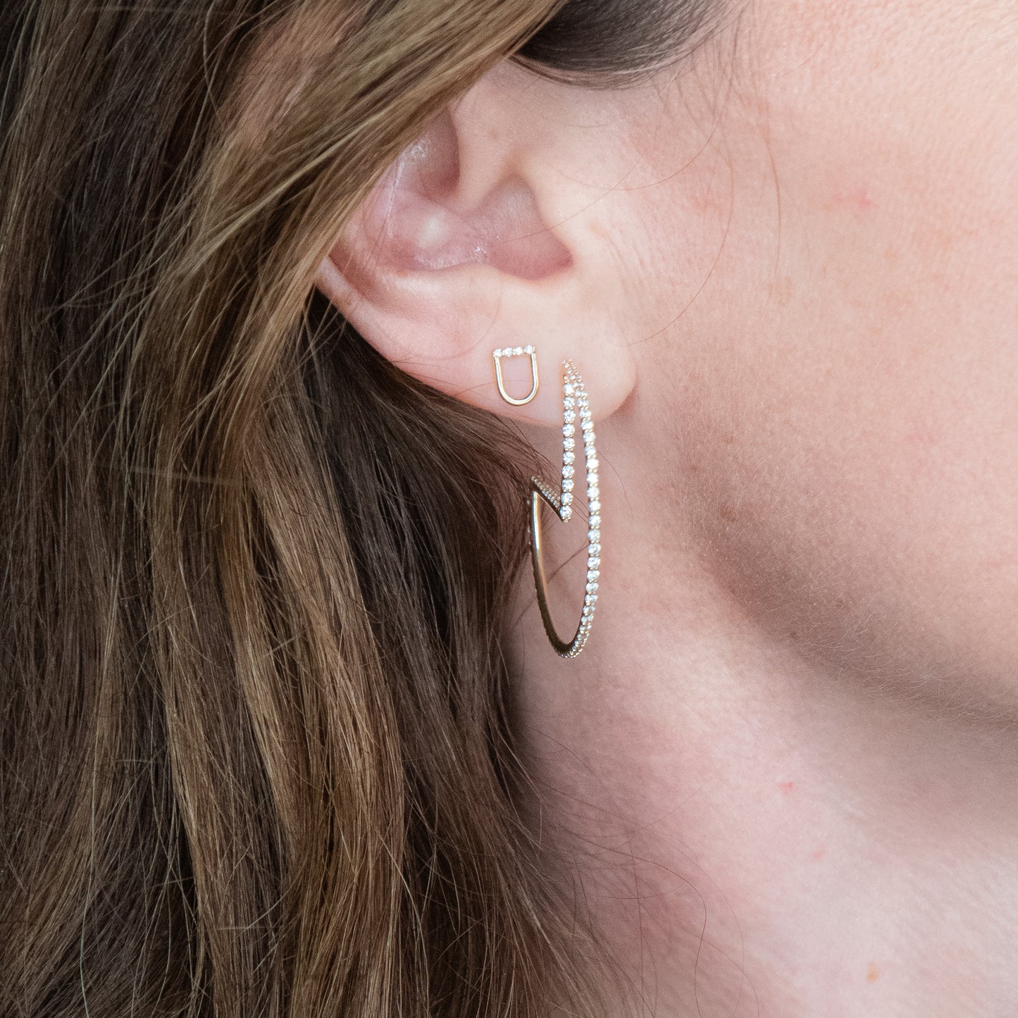 Found Curve Link Stud Earring