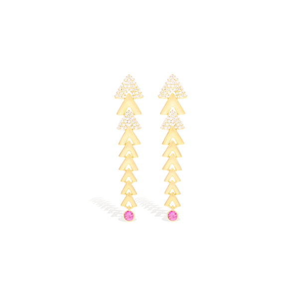 Spark Chevron Link Chandelier Earring - Pink Sapphire