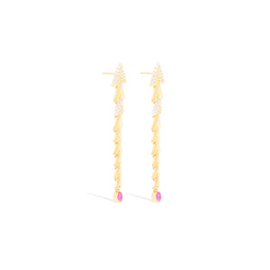 Spark Chevron Link Chandelier Earring - Pink Sapphire