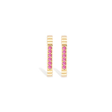Load image into Gallery viewer, Spark Octagon Hoop Earring - Pink Sapphire
