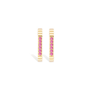 Spark Octagon Hoop Earring - Pink Sapphire