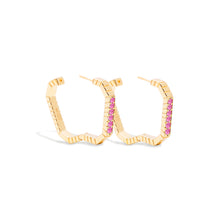 Load image into Gallery viewer, Spark Octagon Hoop Earring - Pink Sapphire
