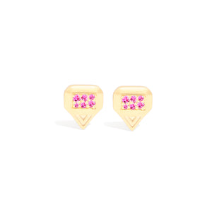 Spark Emerald Cut Stud Earring - Pink Sapphire