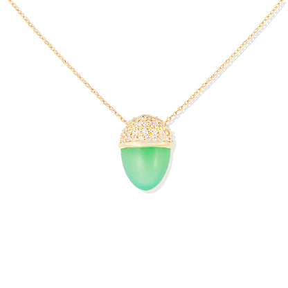 Found Cap Pendant Necklace - Chrysoprase & Diamond