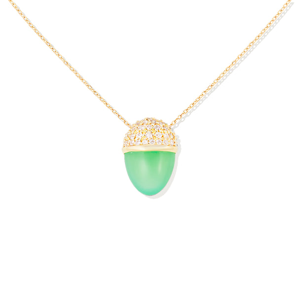 Found Cap Pendant Necklace - Chrysoprase & Diamond