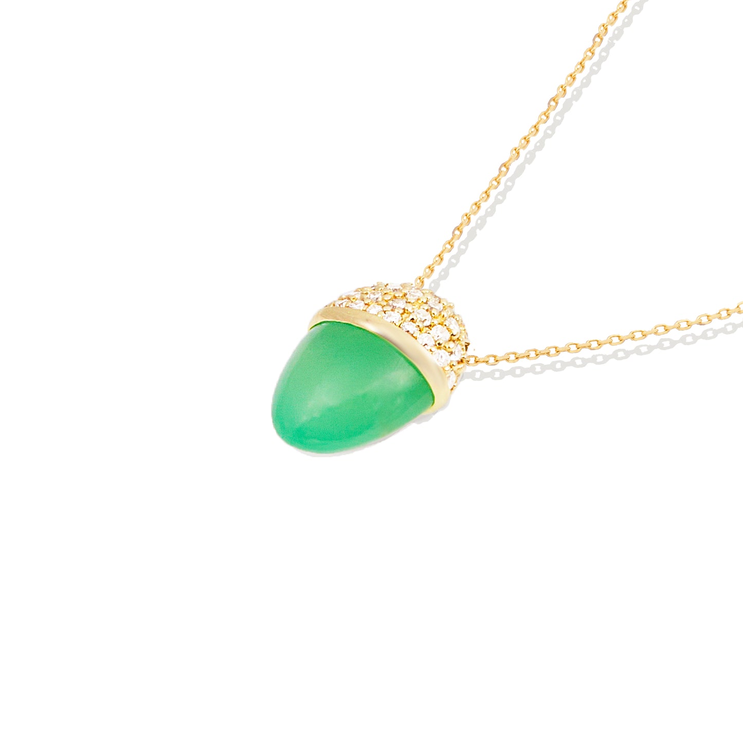 Found Cap Pendant Necklace - Chrysoprase & Diamond