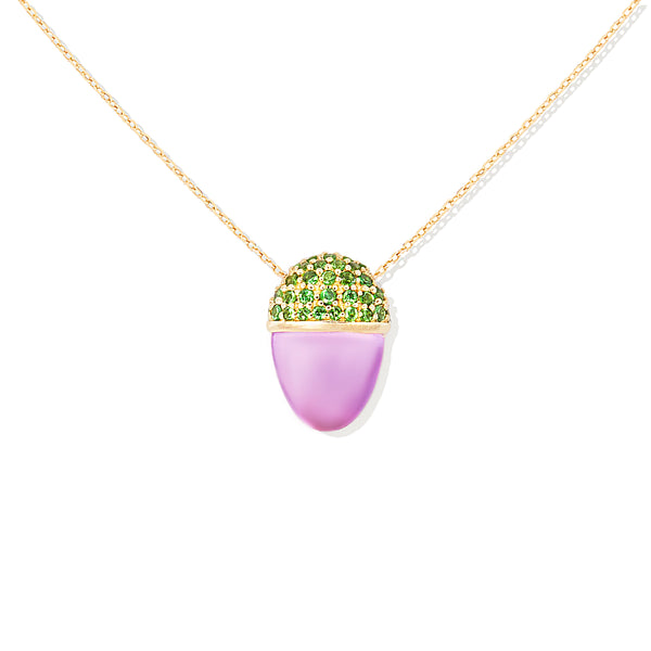 Found Cap Pendant Necklace - Amethyst & Tsavorite