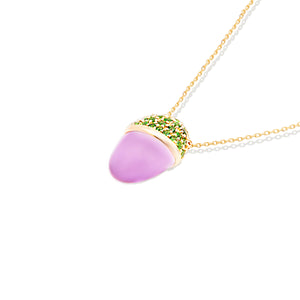 Found Cap Pendant Necklace - Amethyst & Tsavorite