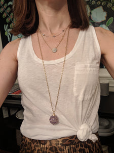 Found Sphere Pendant Necklace - Amethyst