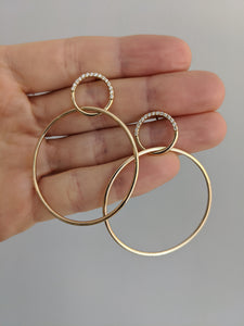 The Crew Half Moon Double Hoop Earrings - Diamond