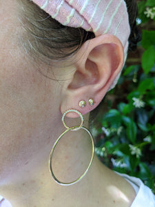 The Crew Half Moon Double Hoop Earrings - Diamond