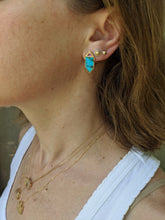 Load image into Gallery viewer, Found Hexagon Stud Earrings - Turquoise, Pink Sapphire &amp; Diamond
