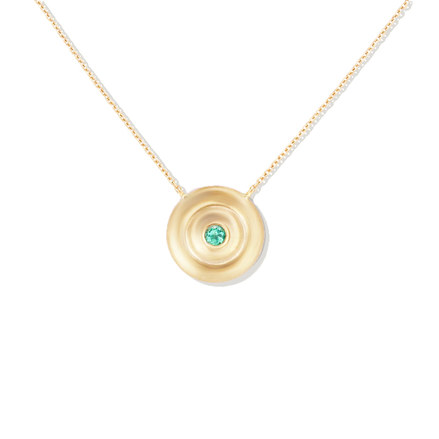 Evolve Small Disk Pendant Necklace - Emerald