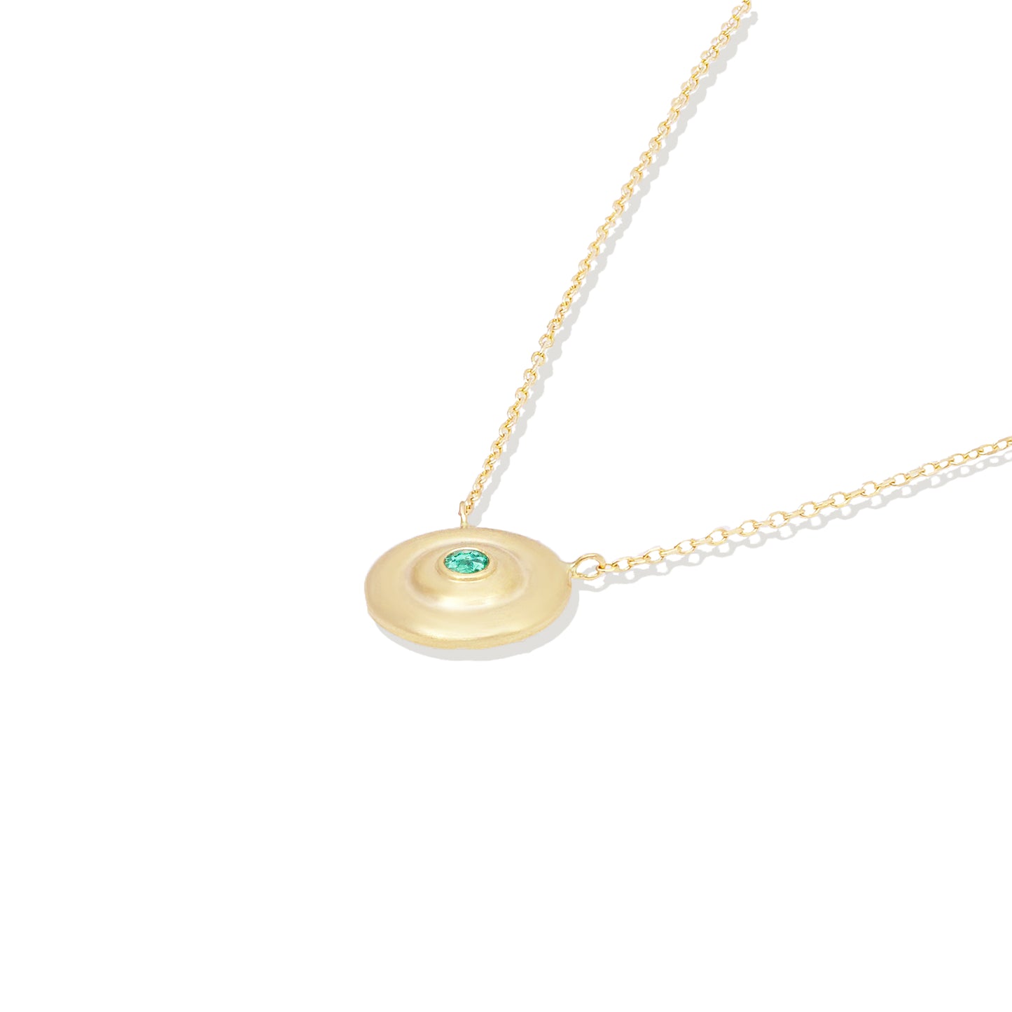 Evolve Small Disk Pendant Necklace - Emerald