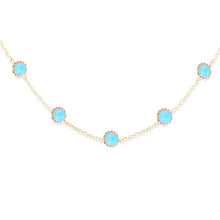Load image into Gallery viewer, Found Cabochon Station Necklace - Turquoise &amp; Pink Sapphire
