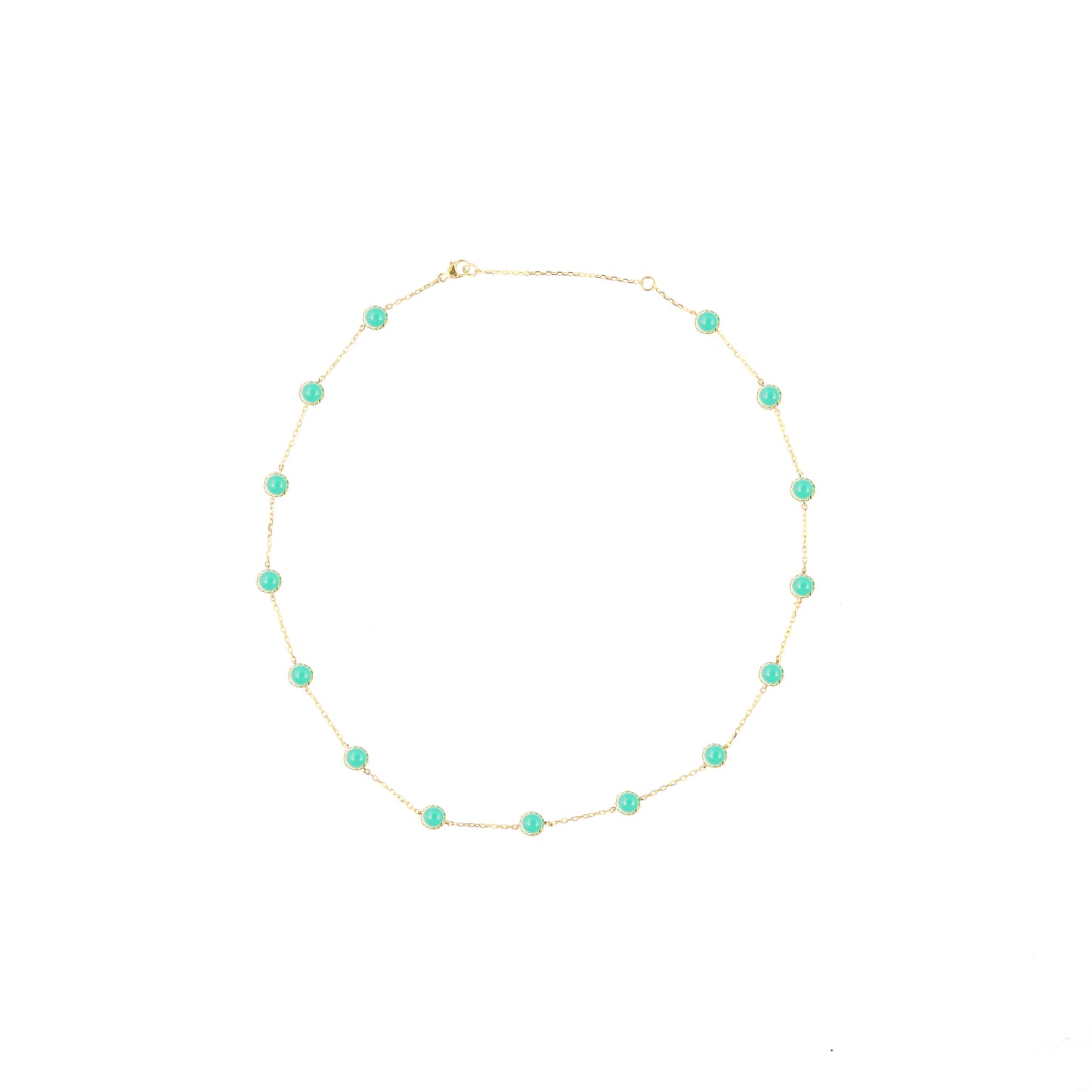 Found Cabochon Station Necklace - Chrysoprase & Tsavorite