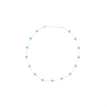 Found Cabochon Station Necklace - Chrysoprase & Tsavorite