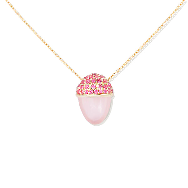 Found Cap Pendant Necklace - Rose Quartz & Pink Sapphire