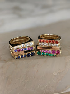 The Edge Straight Stacking Ring - Multi Color Sapphire