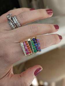 The Edge Straight Stacking Ring - Multi Color Sapphire