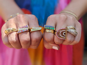 The Edge Tapered Stacking Ring - Pink Sapphire