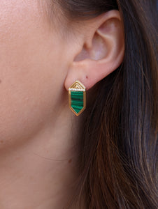 Spark Hexagon Stud Earring - Turquoise & Emerald