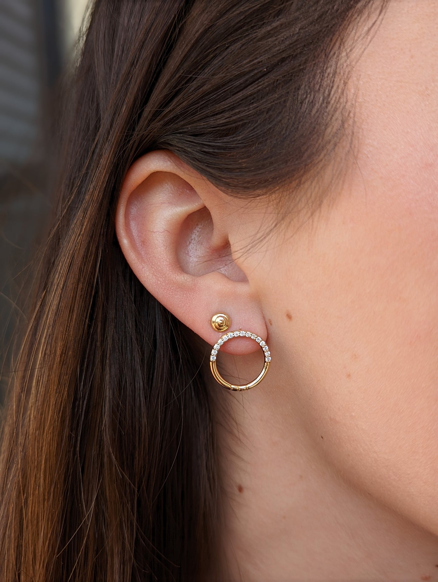 Crew Half Moon Stud Earrings - Diamond