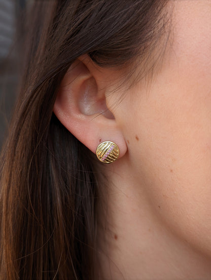 Found Ribbed Stud Earring - Tsavorite