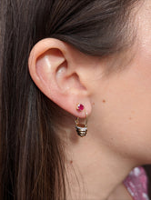 Load image into Gallery viewer, Found Gold Cap Huggie Earring - Pink Sapphire
