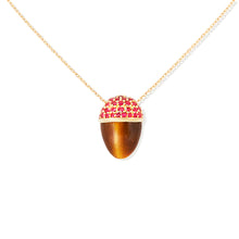 Load image into Gallery viewer, Found Cap Pendant Necklace - Tiger&#39;s Eye &amp; Ruby
