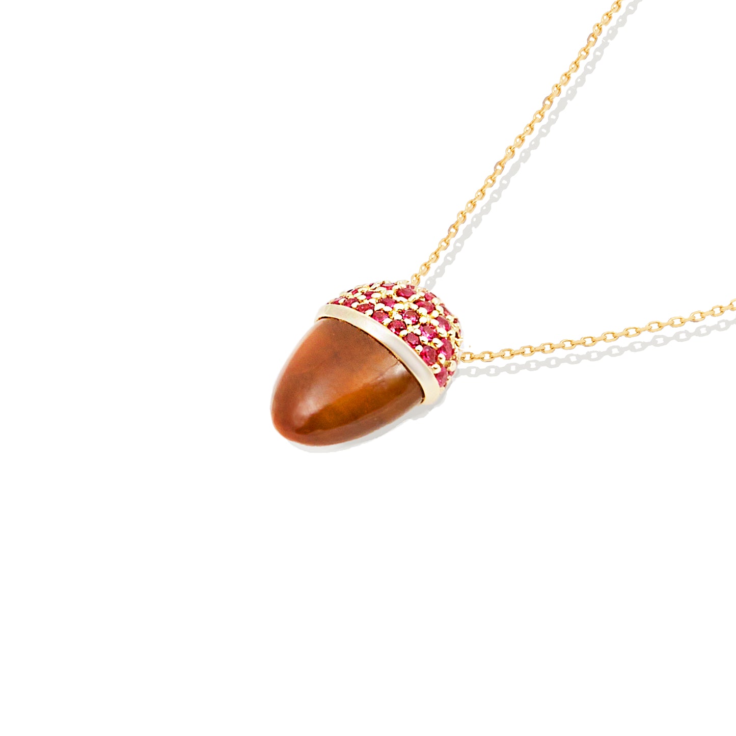 Found Cap Pendant Necklace - Tiger's Eye & Ruby