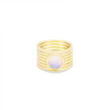 Load image into Gallery viewer, Found Cigar Band Ring - Rainbow Moonstone
