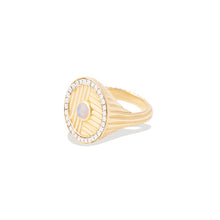 Load image into Gallery viewer, Found Ribbed Cocktail Ring - Rainbow Moonstone &amp; Diamond
