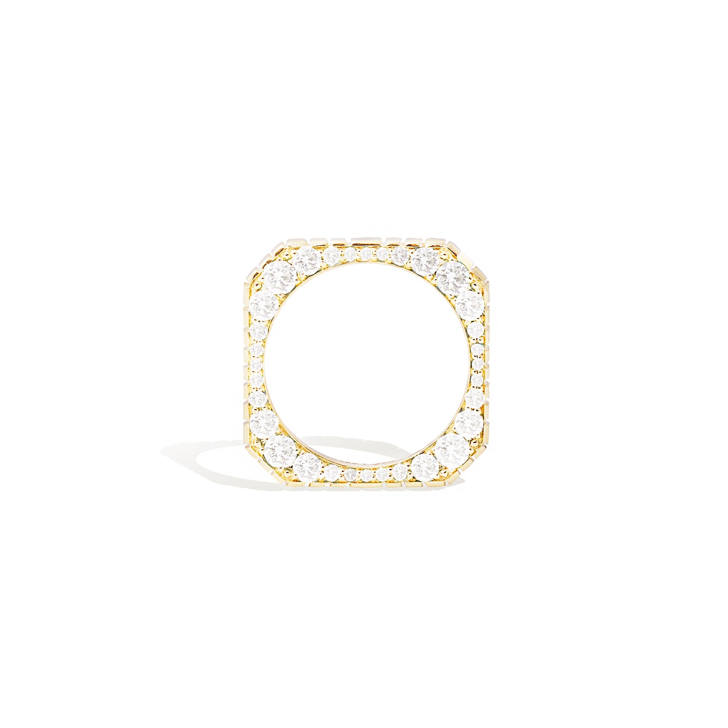Spark Side Stone Etched Stacking Band Ring - Diamond