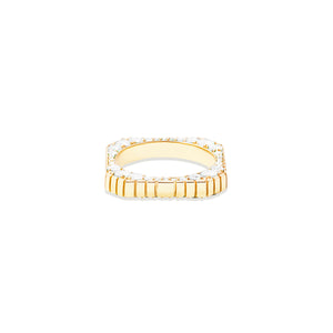 Spark Side Stone Etched Stacking Band Ring - Diamond