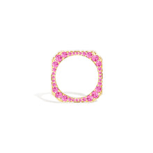 Load image into Gallery viewer, Spark Side Stone Etched Stacking Band Ring - Pink Sapphire
