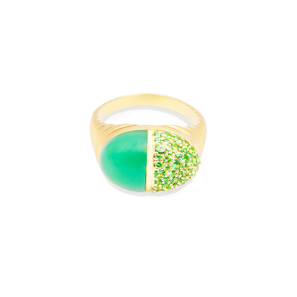 Found Cap Cocktail Ring - Chrysoprase & Tsavorite