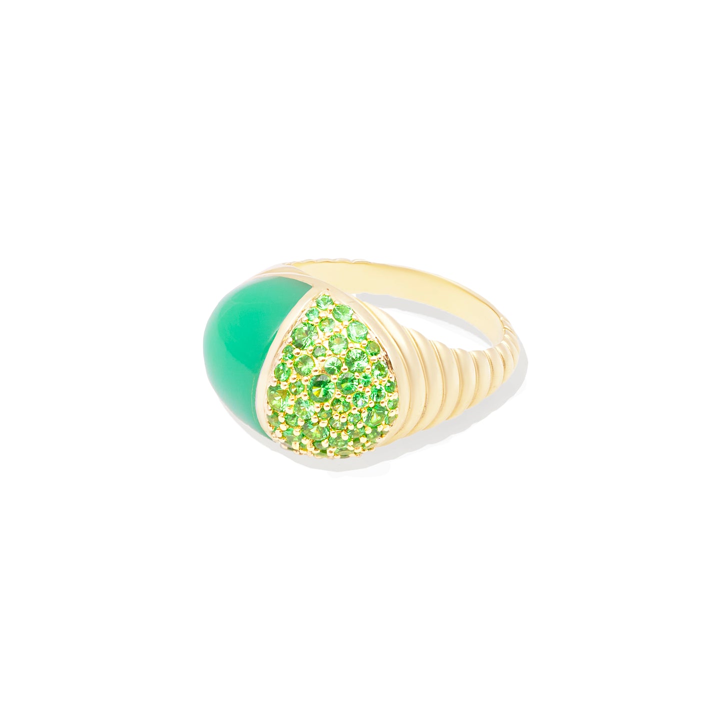 Found Cap Cocktail Ring - Chrysoprase & Tsavorite