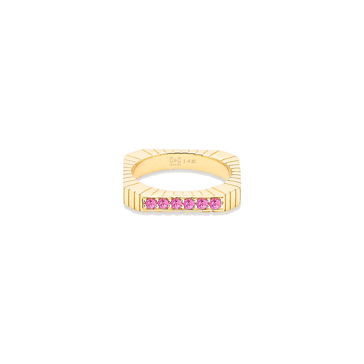 Spark Etched Stacking Band Ring - Pink Sapphire
