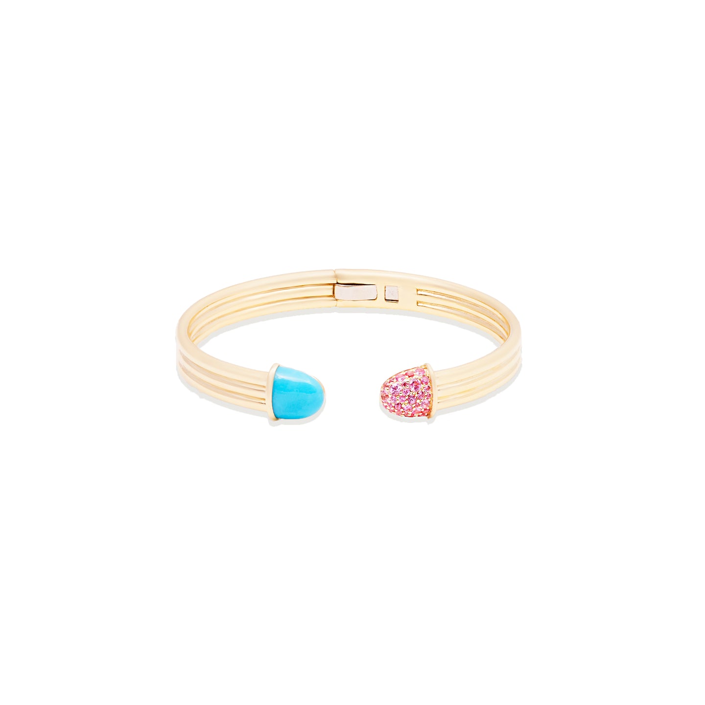 Found Cap Cuff Bracelet - Turquoise & Pink Sapphire