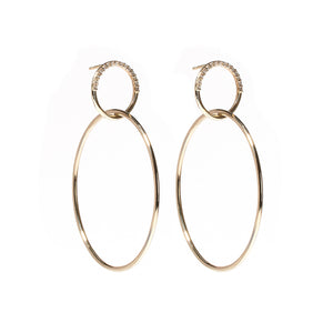 The Crew Half Moon Double Hoop Earrings - Diamond